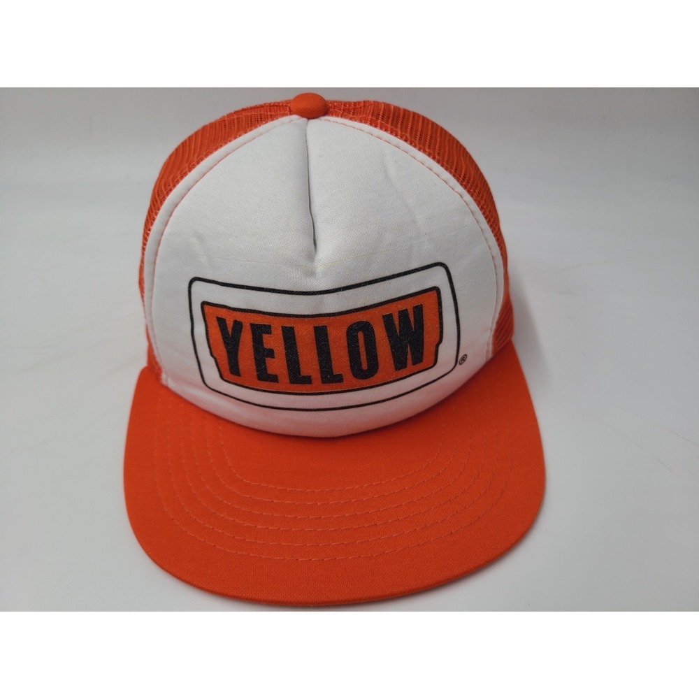 Vintage Yellow Brand Freight Trucking Company Mesh Snapback (Fits Small) Hat Cap